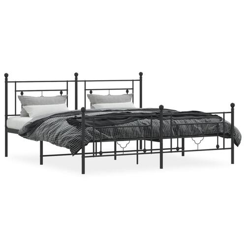 Sengeramme med sengegavl og fodgærde 183x213 cm metal sort