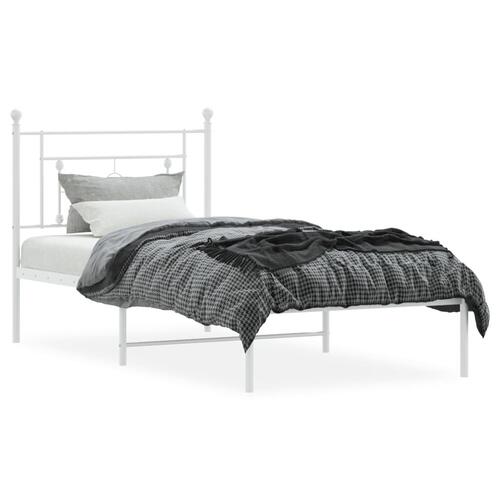 Sengeramme med sengegavl 90x200 cm metal hvid