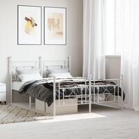 Sengeramme med sengegavl og fodgærde 135x190 cm metal hvid