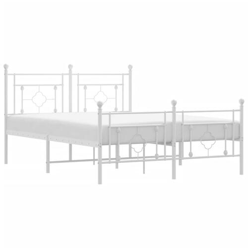 Sengeramme med sengegavl og fodgærde 135x190 cm metal hvid