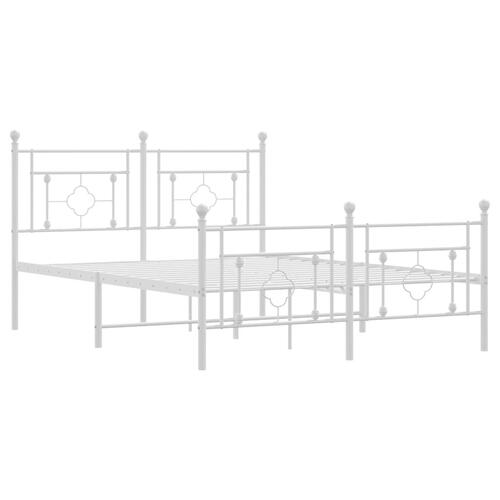 Sengeramme med sengegavl og fodgærde 135x190 cm metal hvid