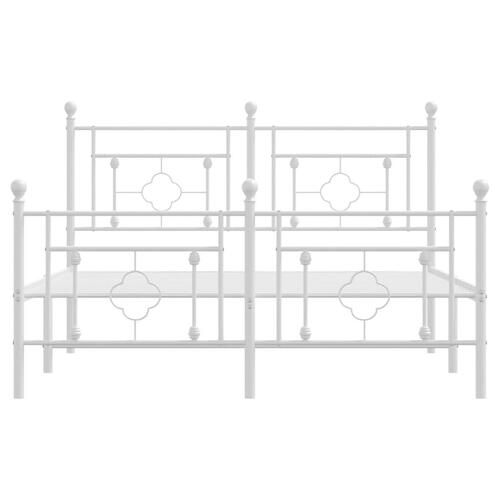Sengeramme med sengegavl og fodgærde 135x190 cm metal hvid