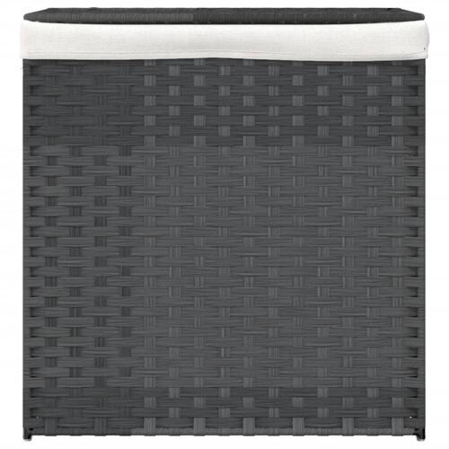Vasketøjskurv med 2 sektioner 53x35x57 cm polyrattan grå