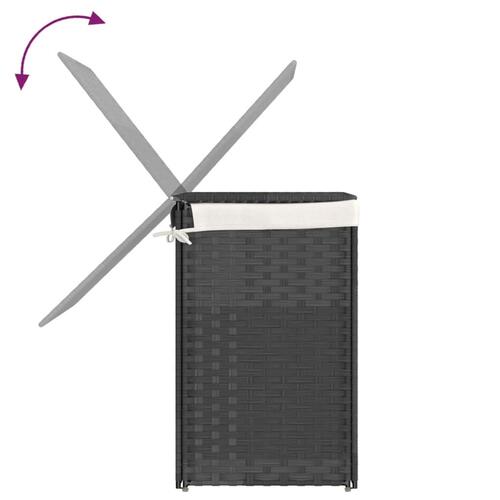 Vasketøjskurv med 2 sektioner 53x35x57 cm polyrattan grå