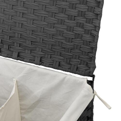 Vasketøjskurv med 2 sektioner 53x35x57 cm polyrattan grå