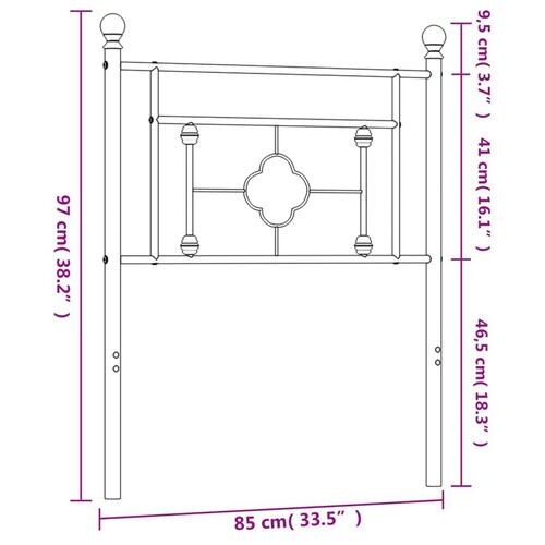 Sengegavl 80 cm metal sort