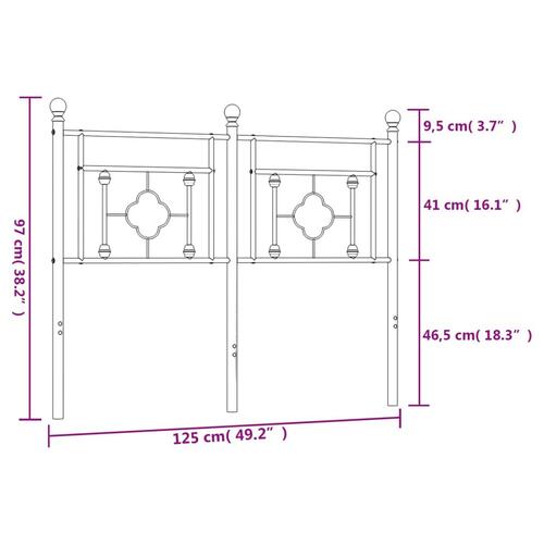 Sengegavl 120 cm metal sort