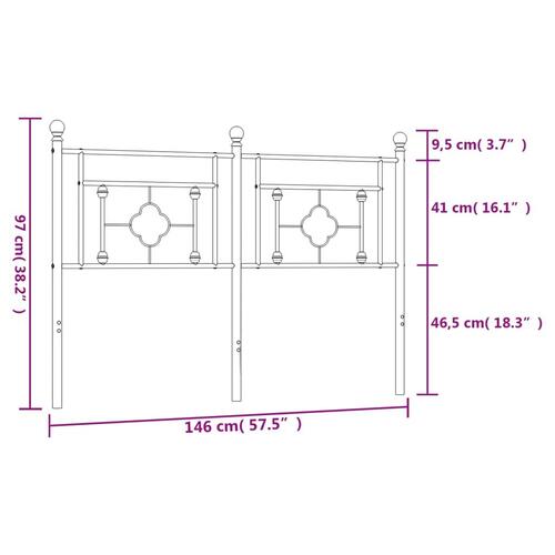 Sengegavl 140 cm metal sort