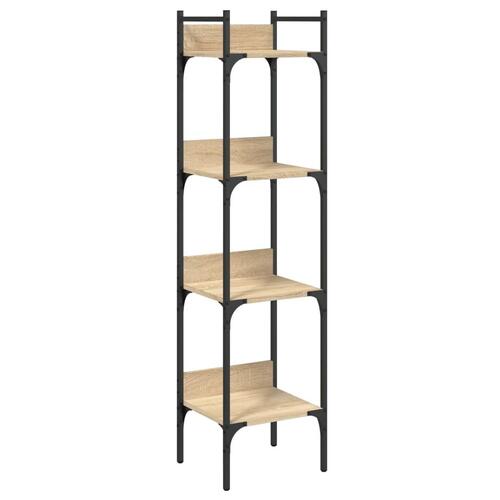 Bogreol med 4 hylder 35x30x138,5 cm konstrueret træ sonoma-eg