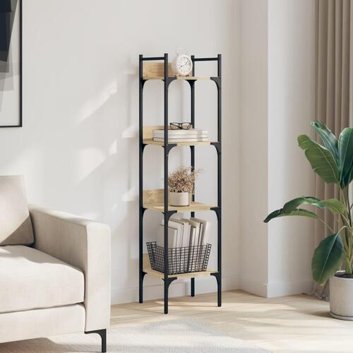 Bogreol med 4 hylder 35x30x138,5 cm konstrueret træ sonoma-eg