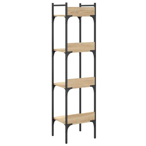Bogreol med 4 hylder 35x30x138,5 cm konstrueret træ sonoma-eg