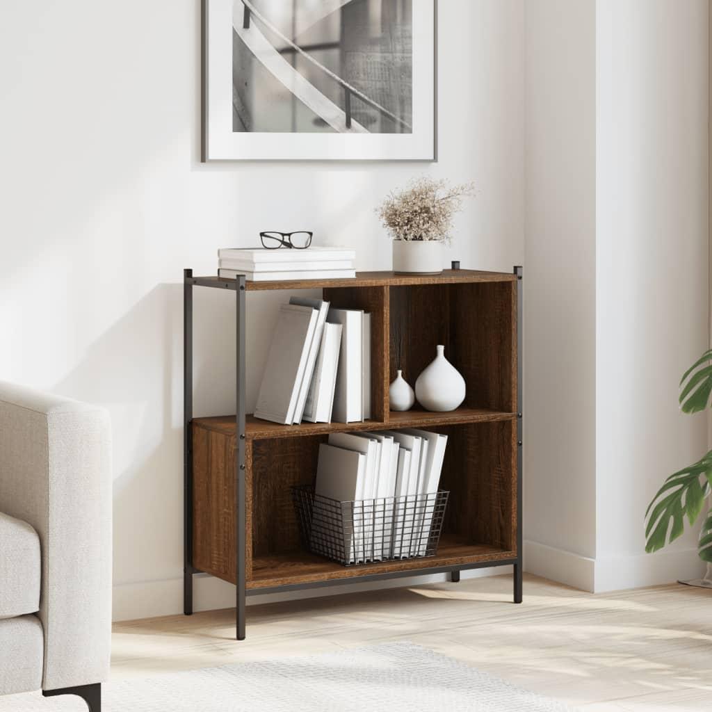 Bogreol 72x28x77,5 cm konstrueret træ brun egetræsfarve