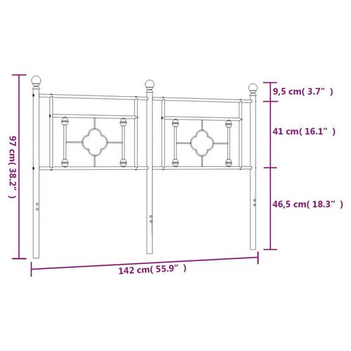 Sengegavl 135 cm metal hvid