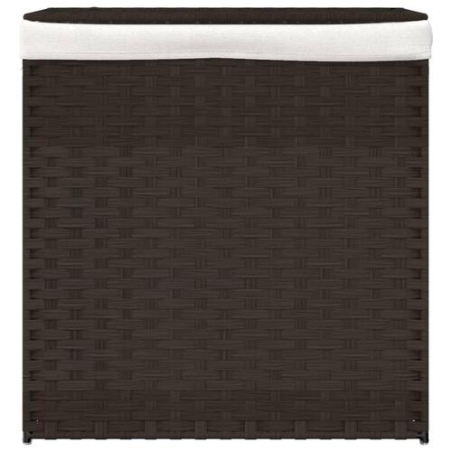 Vasketøjskurv med 2 sektioner 53x35x57 cm polyrattan mørkebrun