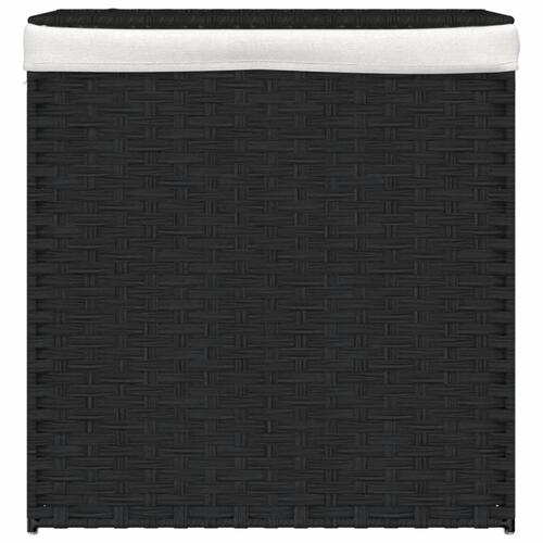 Vasketøjskurv med 2 sektioner 53x35x57 cm polyrattan sort