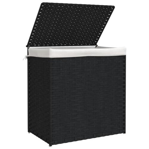 Vasketøjskurv med 2 sektioner 53x35x57 cm polyrattan sort