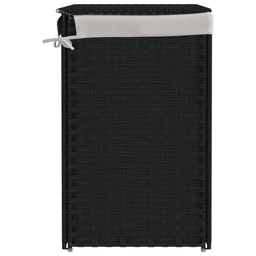 Vasketøjskurv med 2 sektioner 53x35x57 cm polyrattan sort