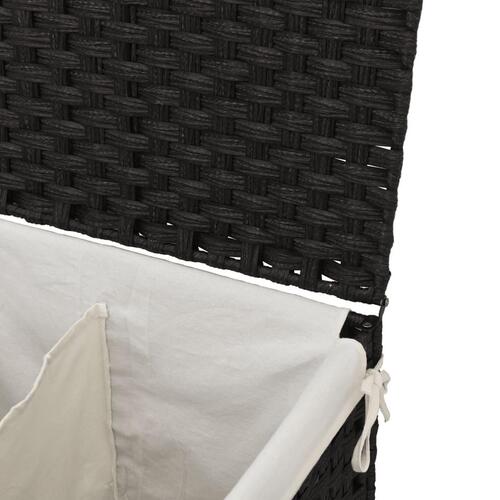 Vasketøjskurv med 2 sektioner 53x35x57 cm polyrattan sort
