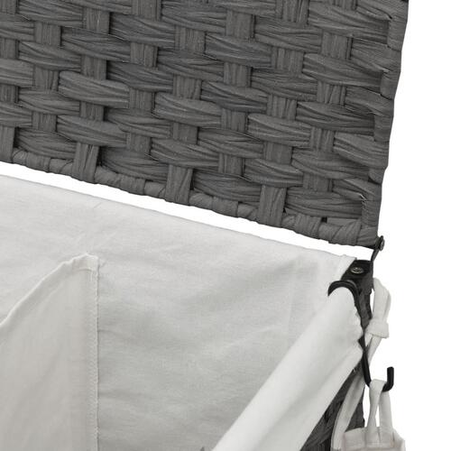 Vasketøjskurv med hjul 60x35x60,5 cm rattan grå