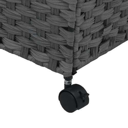 Vasketøjskurv med hjul 60x35x60,5 cm rattan grå