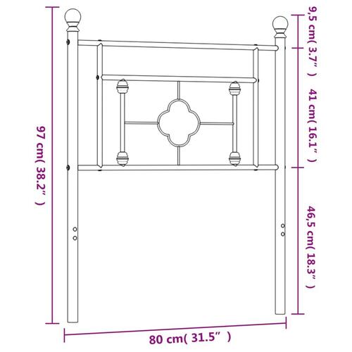 Sengegavl 75 cm metal sort