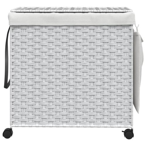 Vasketøjskurv med hjul 60x35x60,5 cm rattan hvid