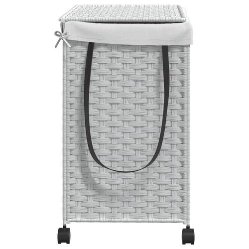 Vasketøjskurv med hjul 60x35x60,5 cm rattan hvid