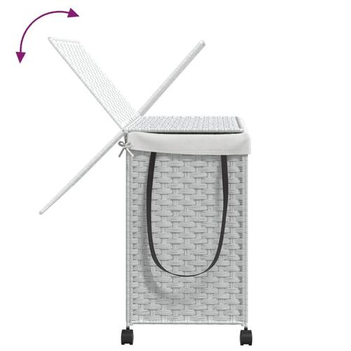 Vasketøjskurv med hjul 60x35x60,5 cm rattan hvid