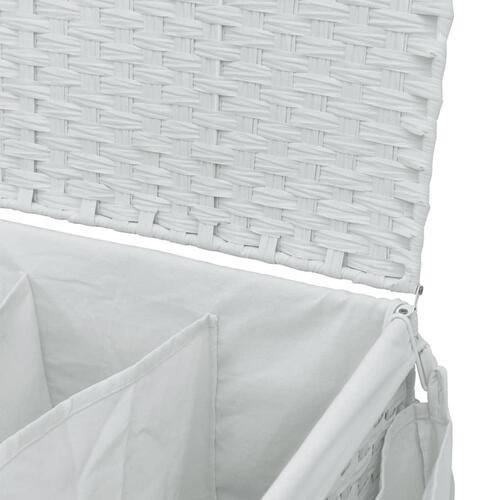 Vasketøjskurv med hjul 60x35x60,5 cm rattan hvid