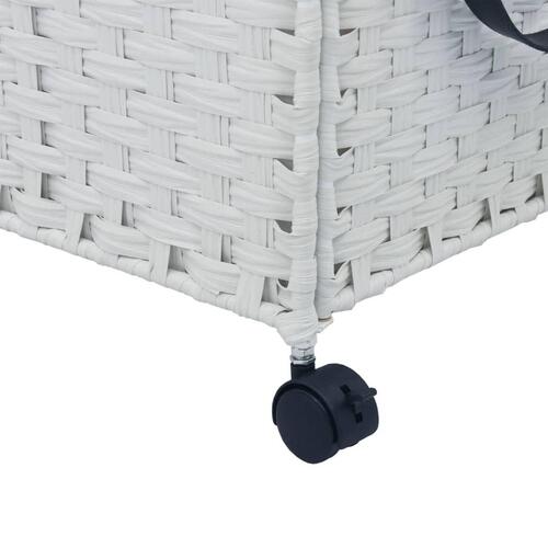 Vasketøjskurv med hjul 60x35x60,5 cm rattan hvid