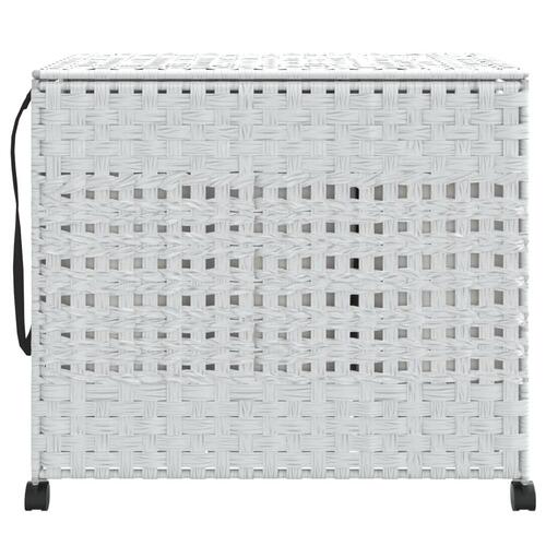 Vasketøjskurv med hjul 66x35x60 cm rattan hvid