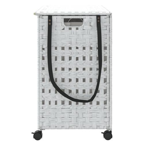 Vasketøjskurv med hjul 66x35x60 cm rattan hvid