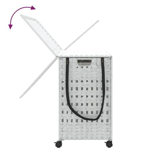 Vasketøjskurv med hjul 66x35x60 cm rattan hvid