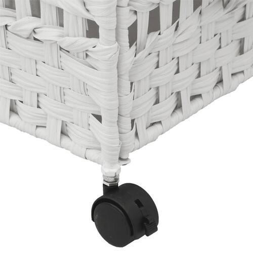 Vasketøjskurv med hjul 66x35x60 cm rattan hvid