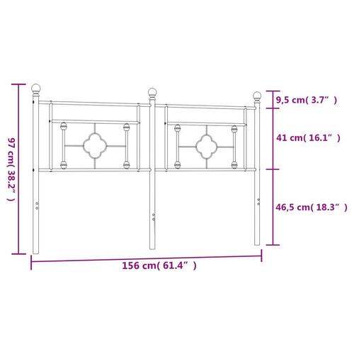 Sengegavl 150 cm metal sort