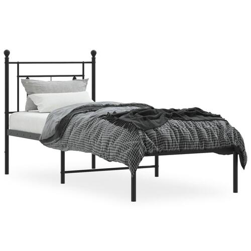 Sengeramme med sengegavl 80x200 cm metal sort