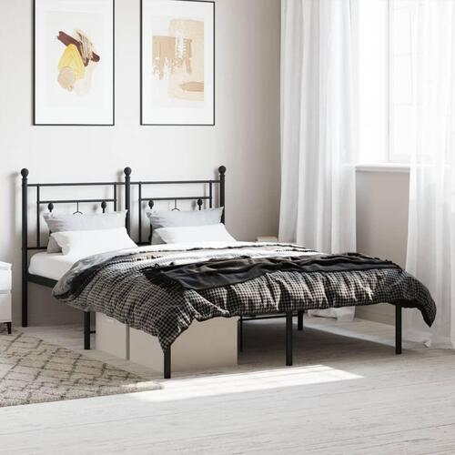 Sengeramme med sengegavl 140x190 cm metal sort