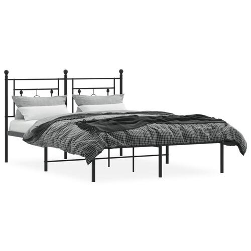 Sengeramme med sengegavl 140x190 cm metal sort