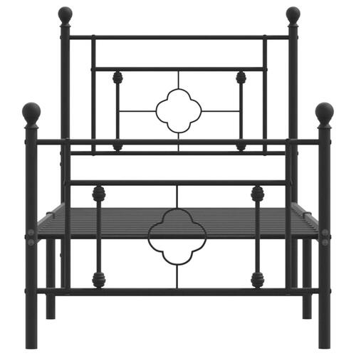 Sengeramme med sengegavl og fodgærde 75x190 cm metal sort