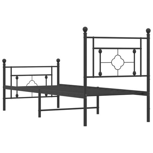 Sengeramme med sengegavl og fodgærde 75x190 cm metal sort