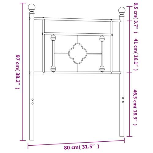 Sengegavl 75 cm metal hvid
