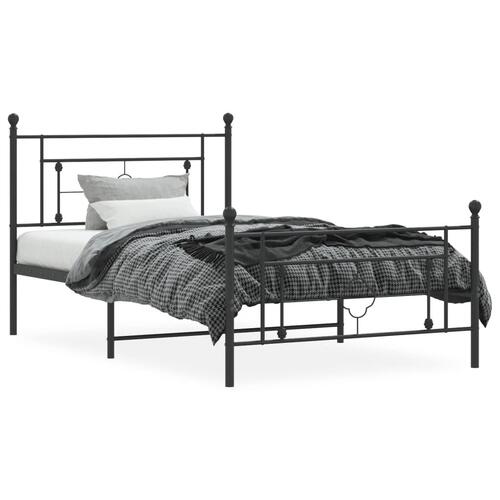 Sengeramme med sengegavl og fodgærde 107x203 cm metal sort
