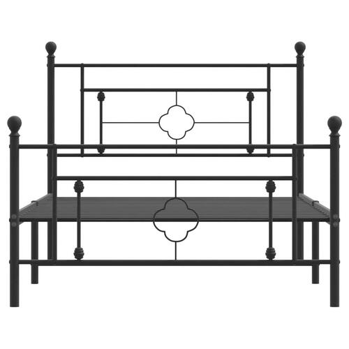 Sengeramme med sengegavl og fodgærde 107x203 cm metal sort