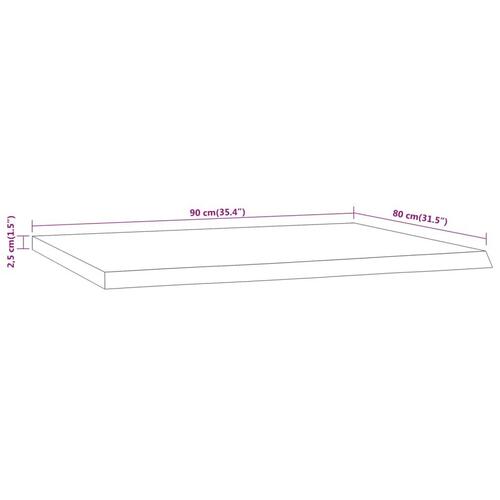 Skrivebordsplade 90x80x2,5 cm rektangulær massivt akacietræ
