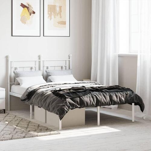 Sengeramme med sengegavl 120x190 cm metal hvid