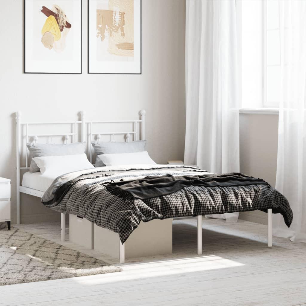 Sengeramme med sengegavl 120x190 cm metal hvid