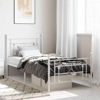 Sengeramme med sengegavl og fodgærde 100x200 cm metal hvid