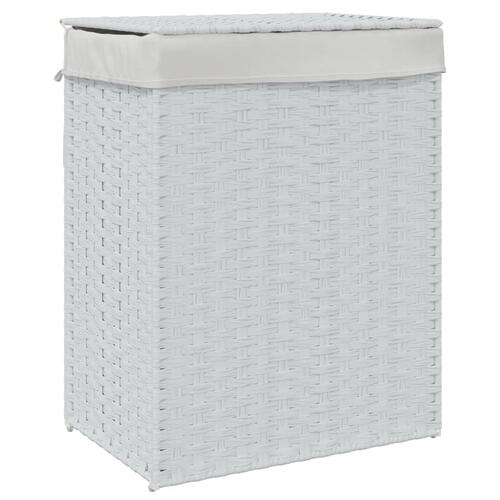 Vasketøjskurv med låg 46x33x60 cm polyrattan hvid