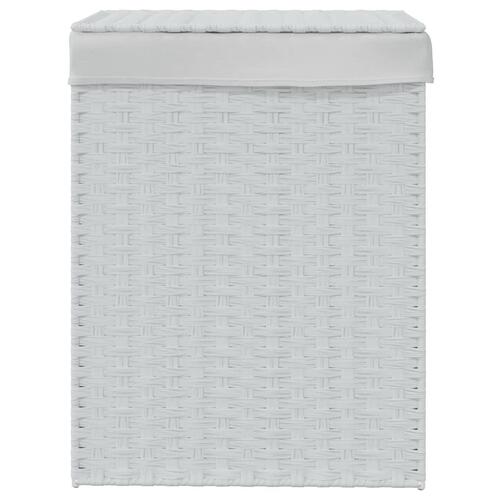 Vasketøjskurv med låg 46x33x60 cm polyrattan hvid