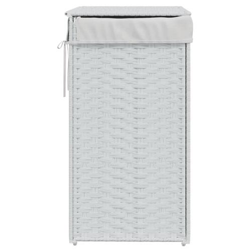Vasketøjskurv med låg 46x33x60 cm polyrattan hvid